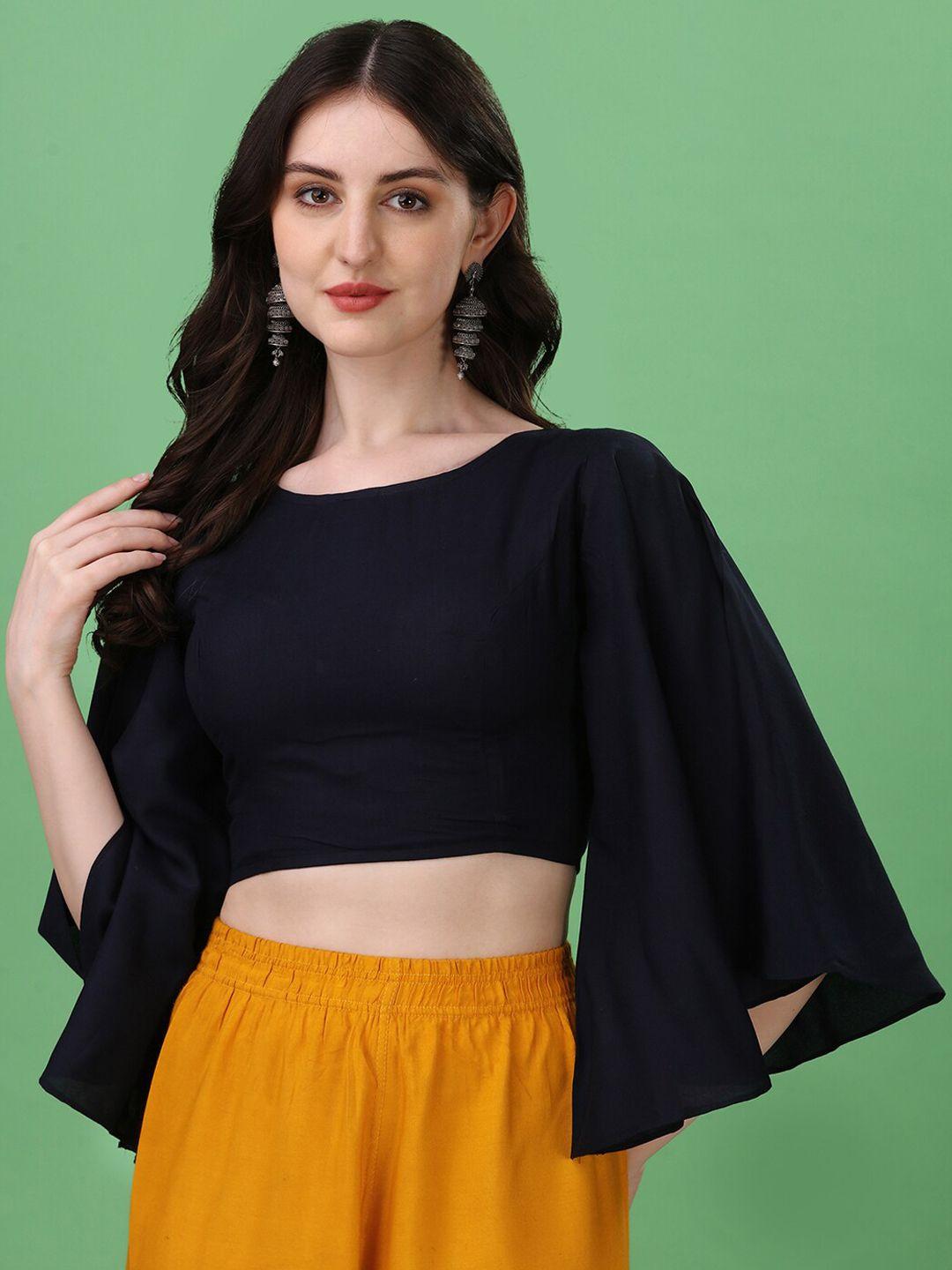 oomph! boat neck flared sleeve saree blouse