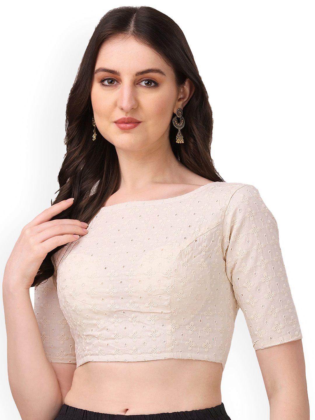 oomph! embroidered pure cotton saree blouse