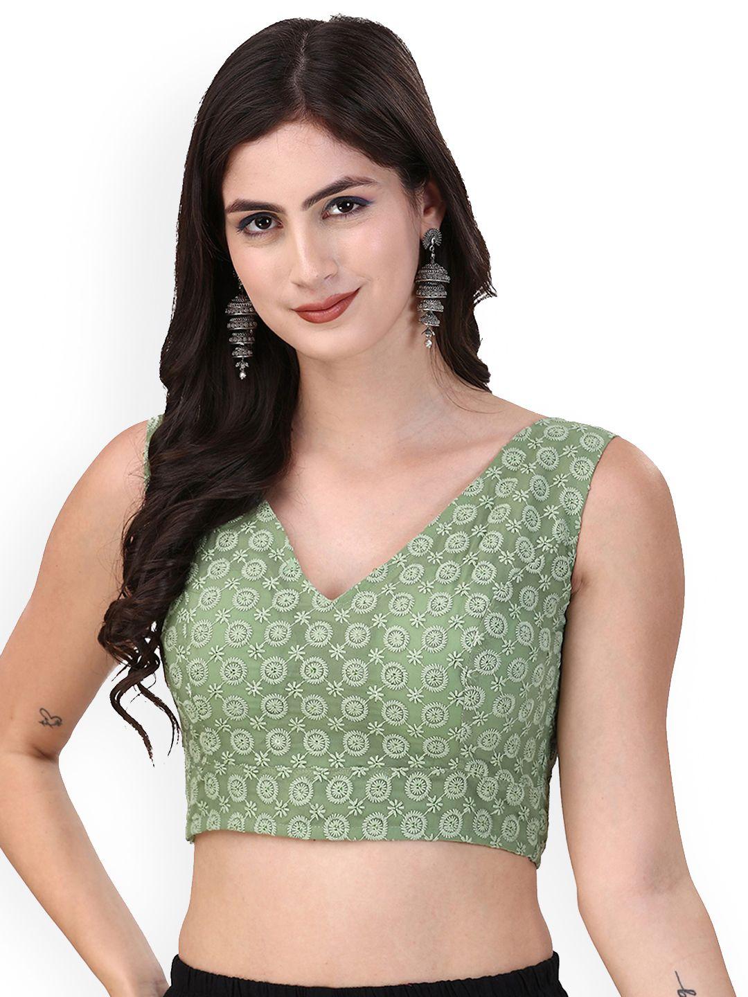 oomph! embroidered pure cotton saree blouse