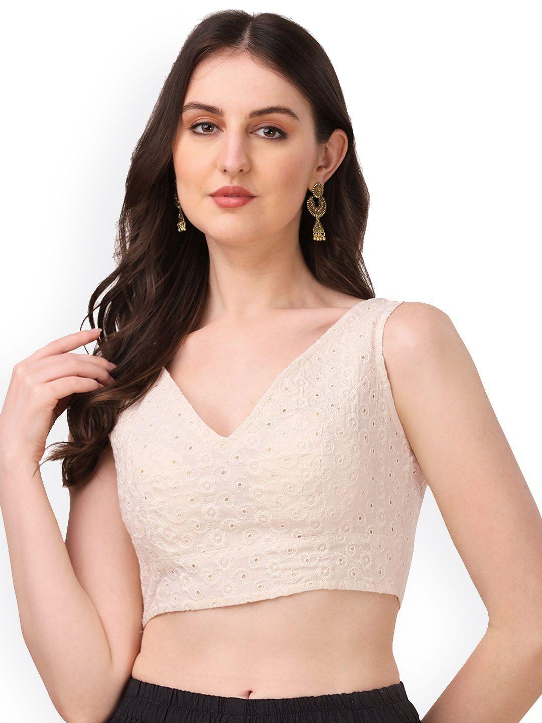 oomph! embroidered pure cotton saree blouse