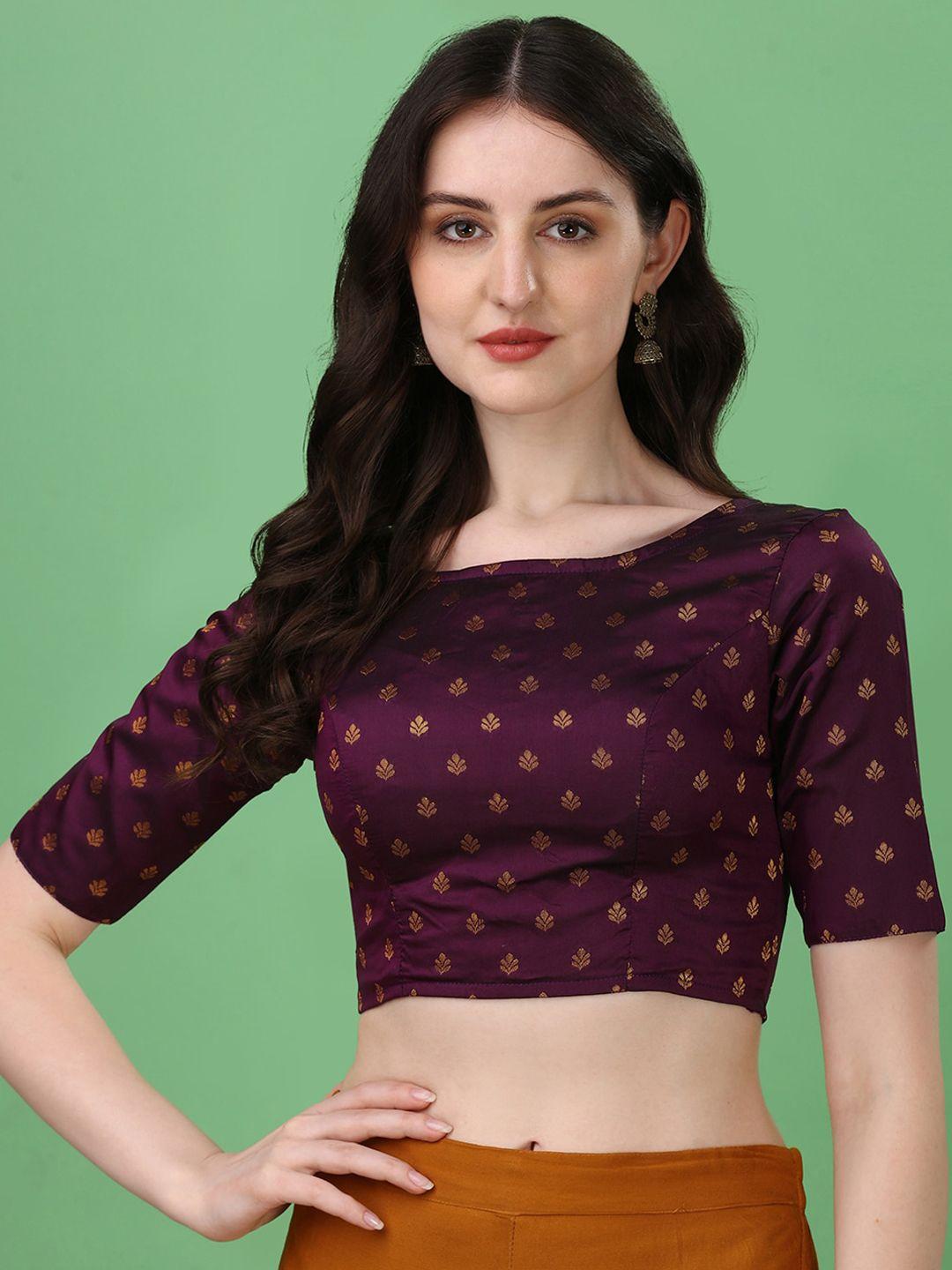 oomph! ethnic motifs printed boat neck saree blouse