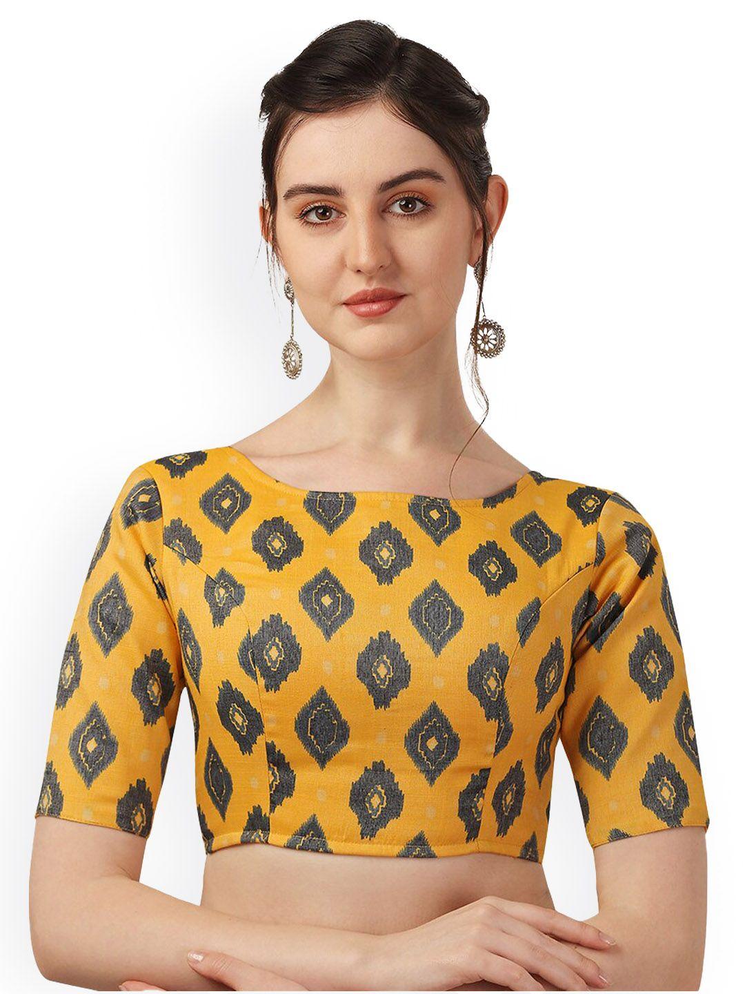 oomph! ethnic printed pure cotton saree blouse