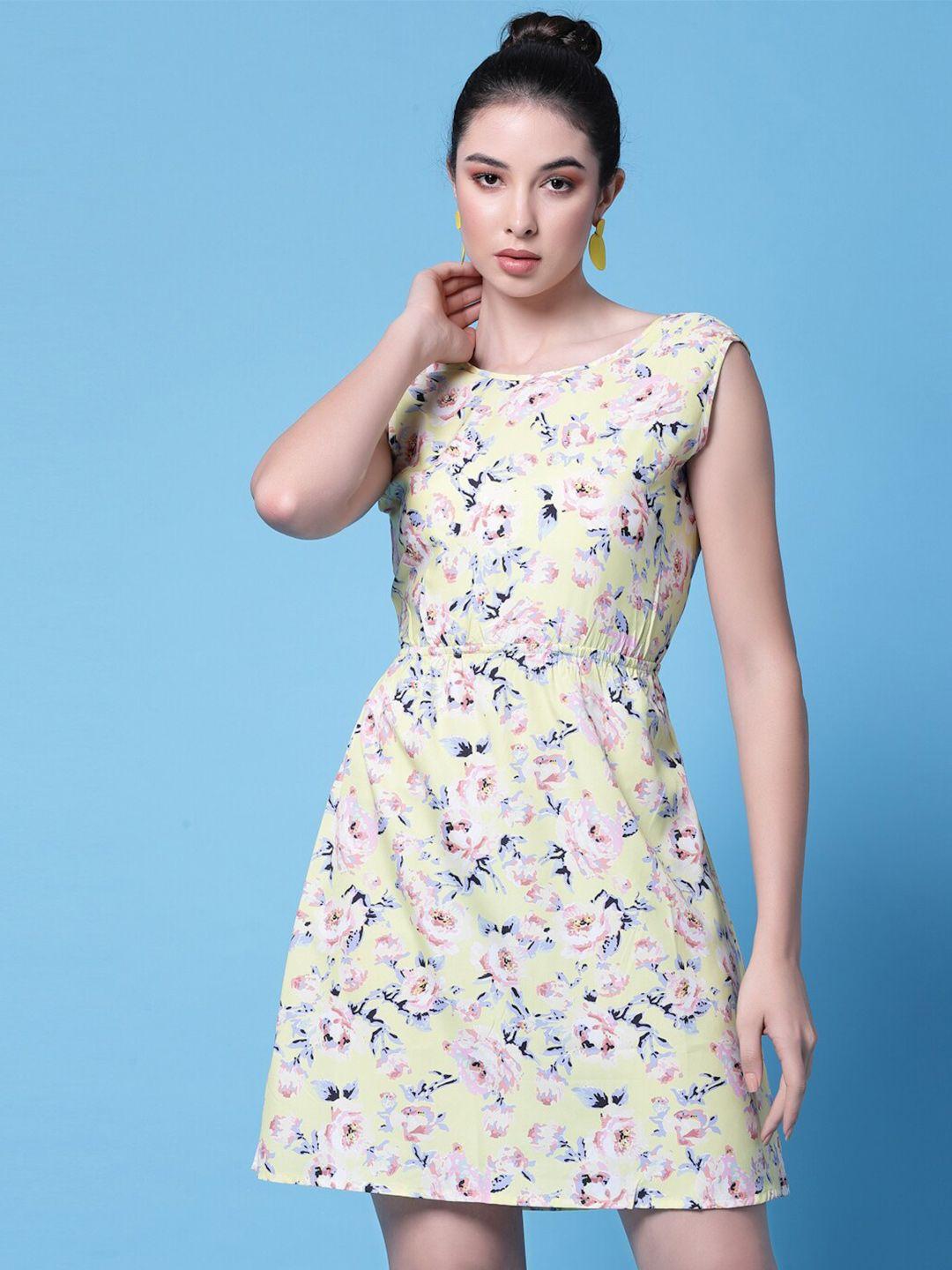 oomph! floral print crepe a-line dress