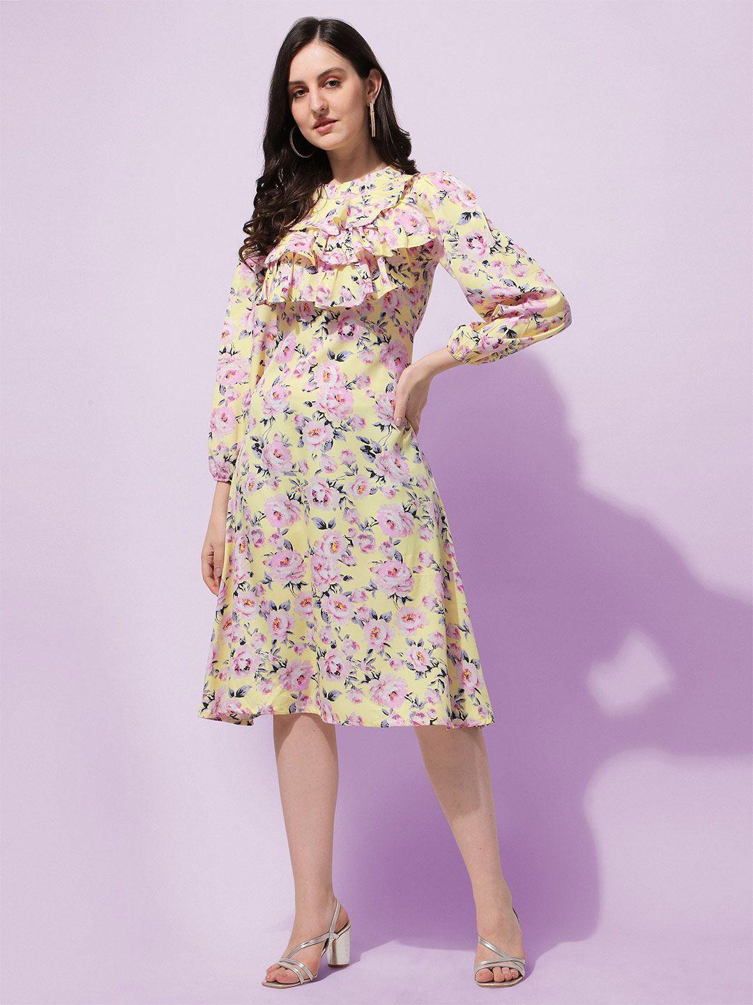 oomph! floral print crepe fit & flare dress