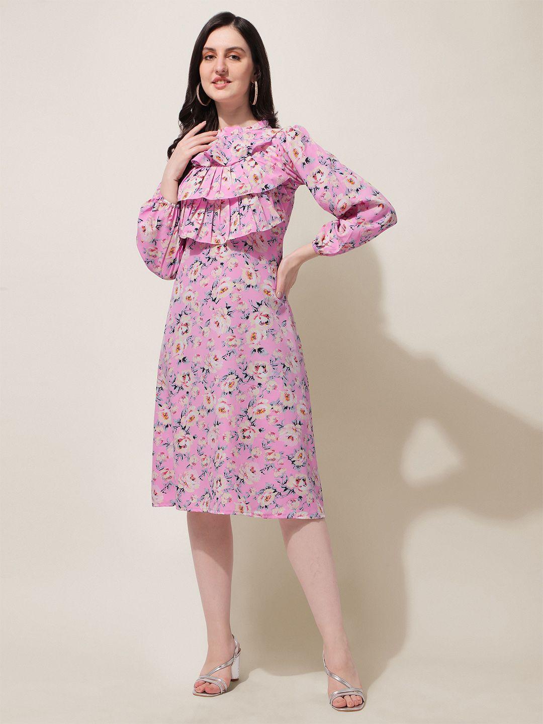 oomph! floral print crepe fit & flare dress