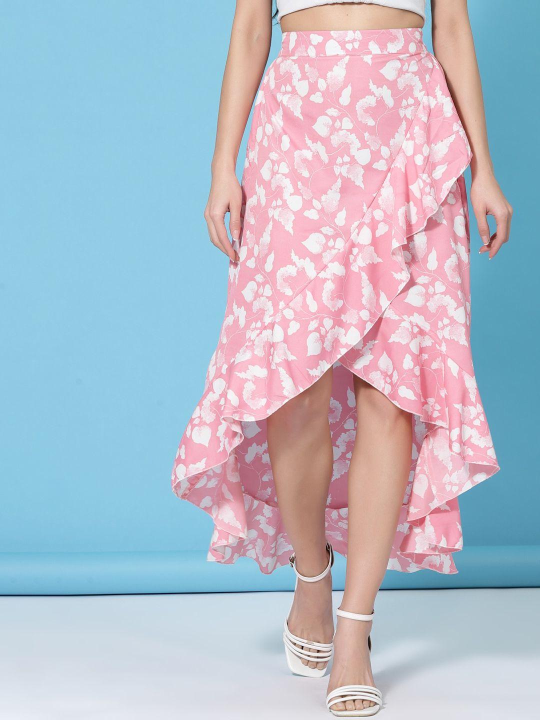 oomph! floral printed maxi wrap high-low skirt
