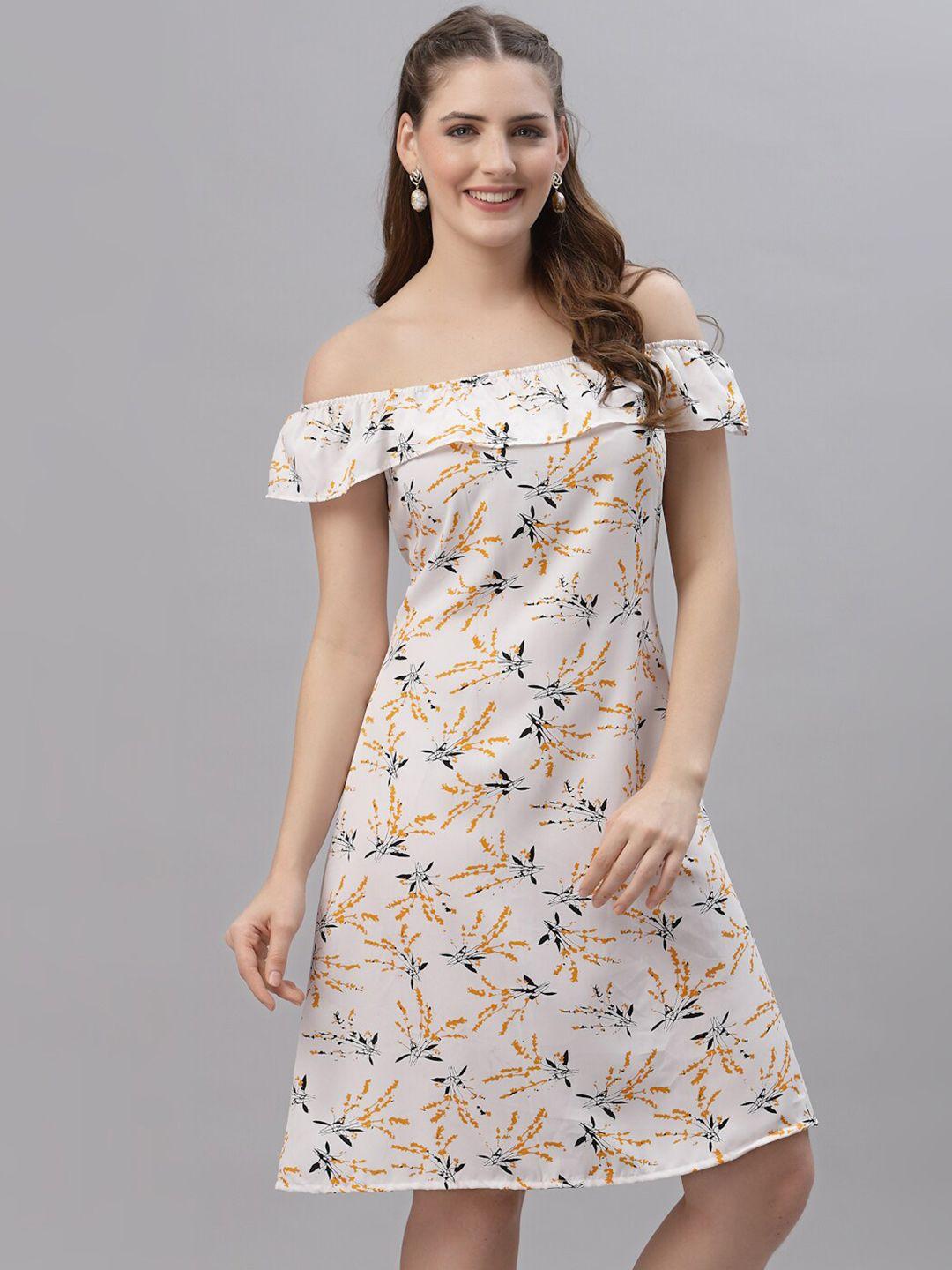 oomph! floral printed off-shoulder ruffled a-line dress