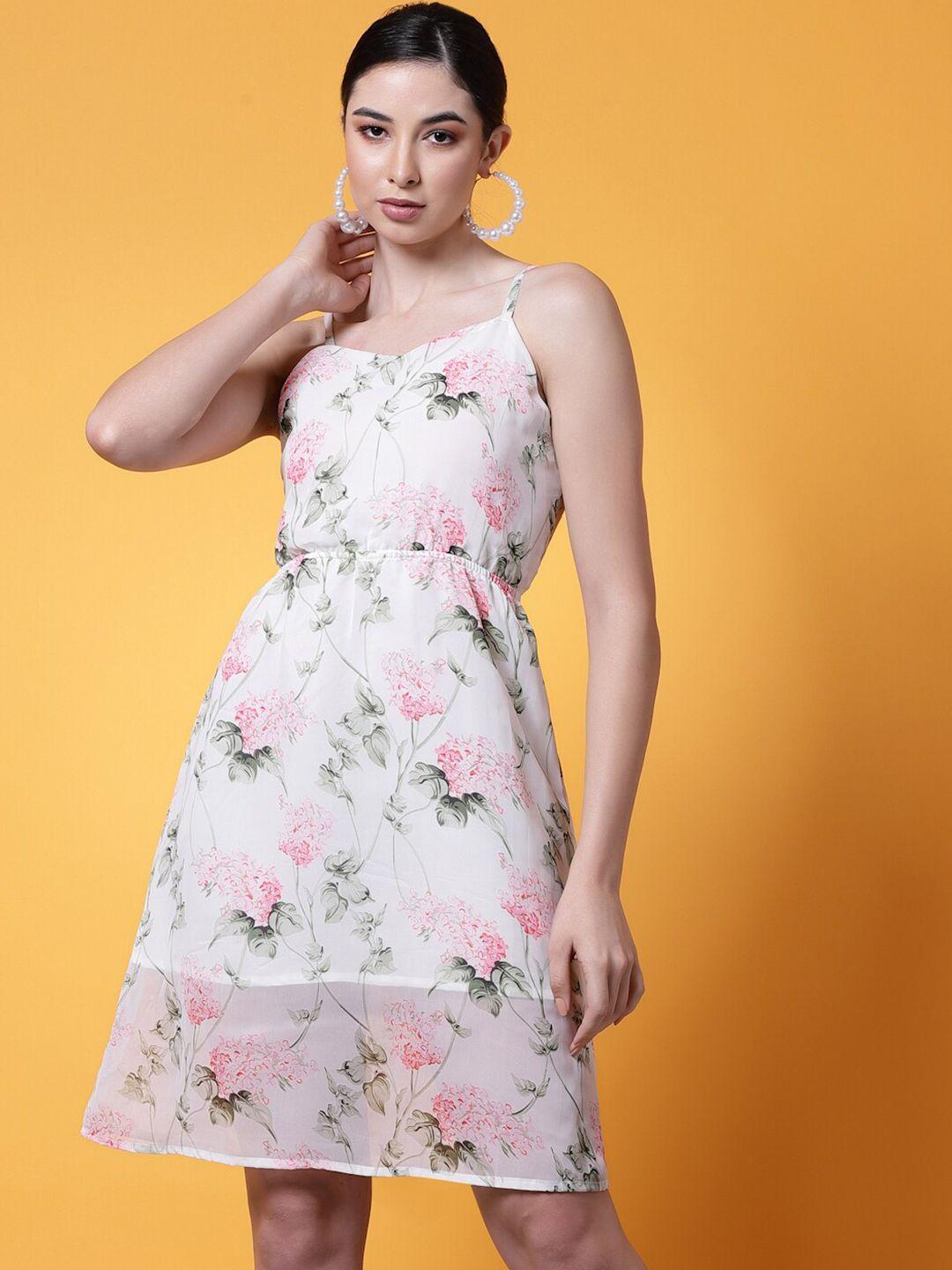 oomph! floral printed shoulder strap a-line dress