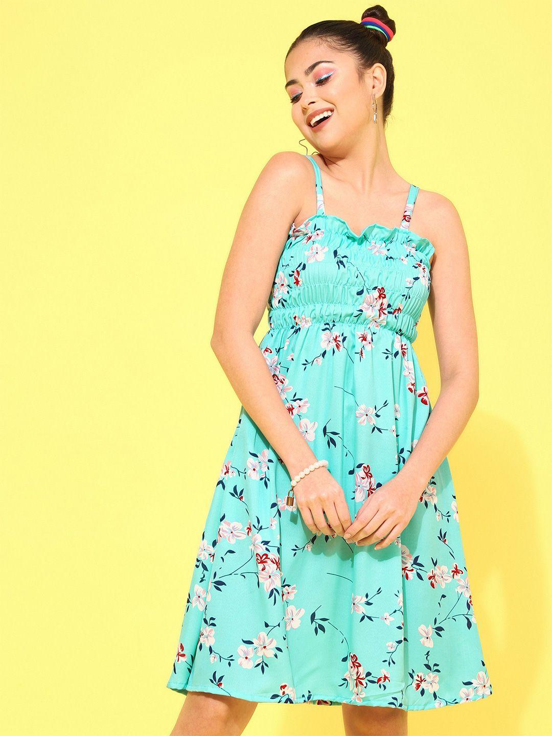 oomph! floral printed sleeveles fit & flare dress
