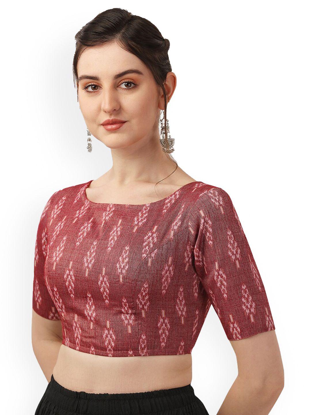 oomph! ikkat printed cotton saree blouse