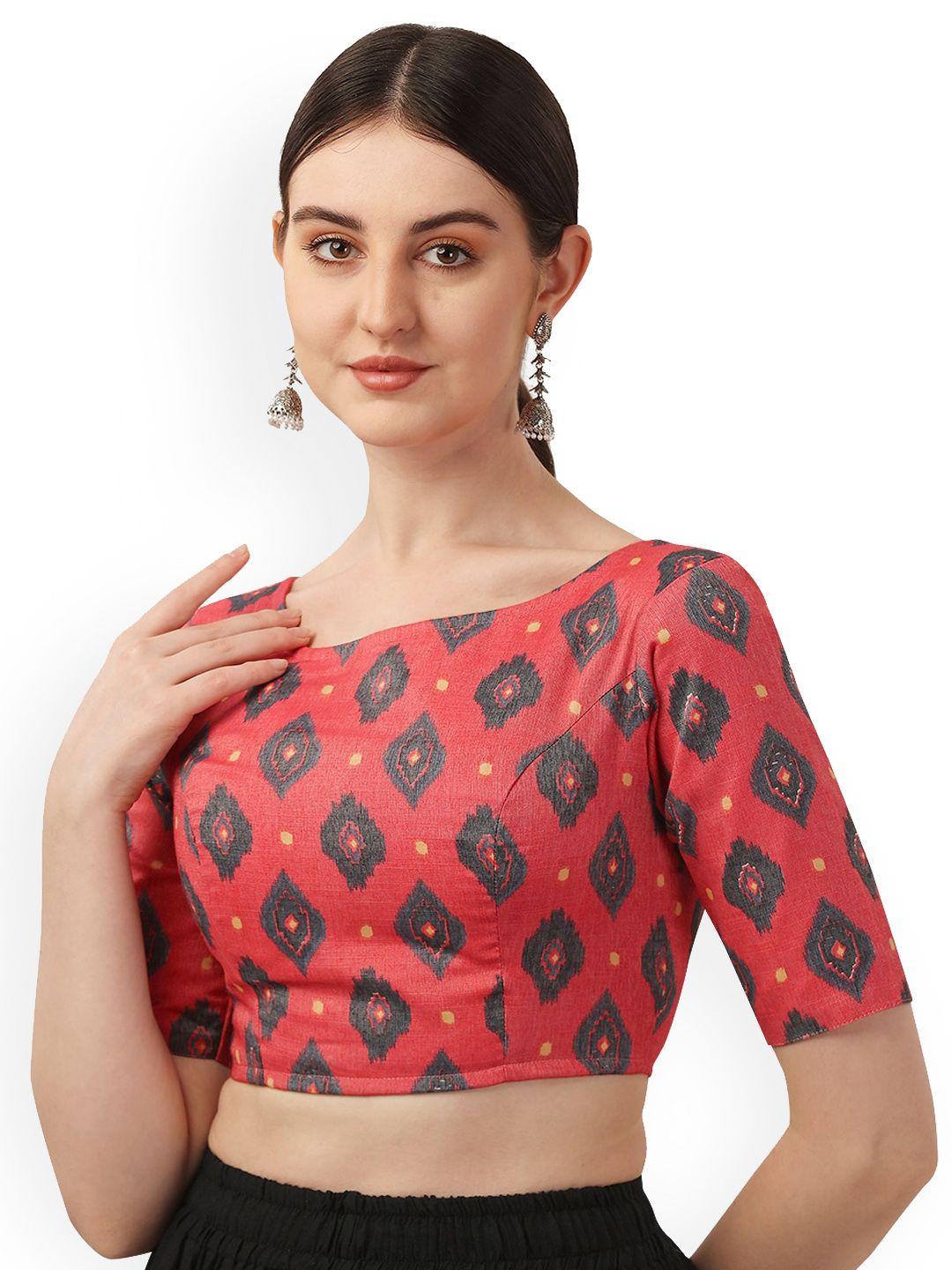 oomph! ikkat printed cotton saree blouse