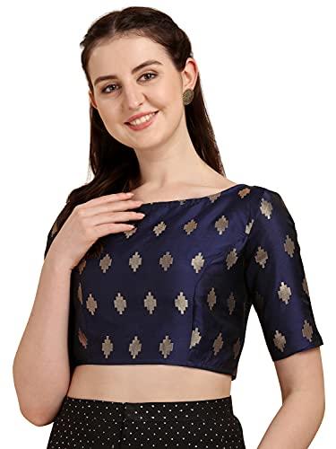 oomph! jacquard blue readymade blouse for women - rbbl104l