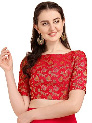 oomph! jacquard red readymade blouse for women - rbbl88m