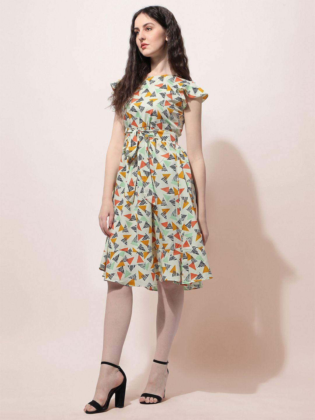 oomph! printed fit & flare dress