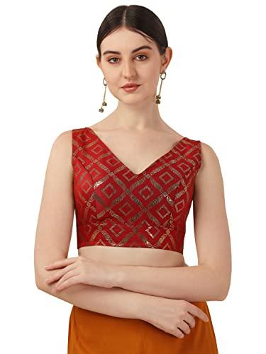 oomph! red readymade sleeveless blouse for women - rbbl293m