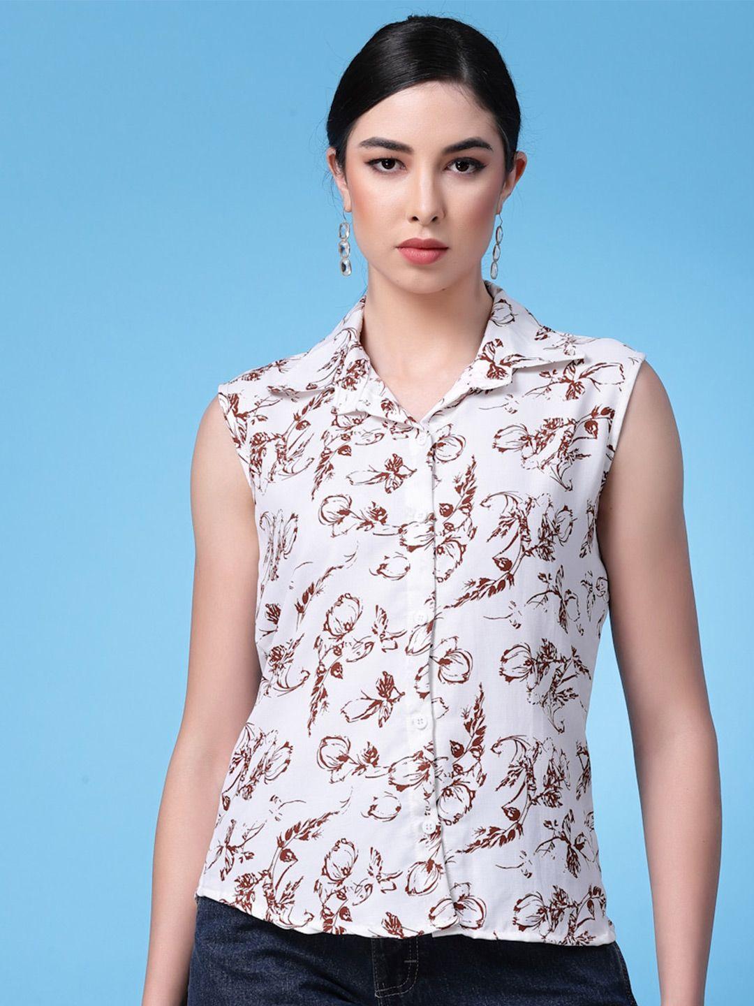 oomph! standard floral printed sleeveless casual shirt