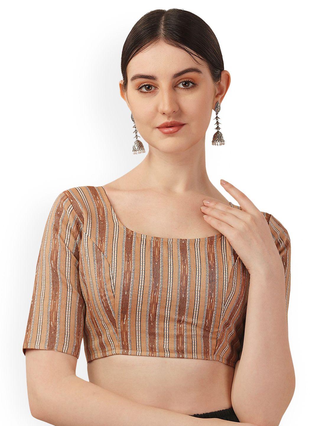 oomph! striped pure cotton saree blouse