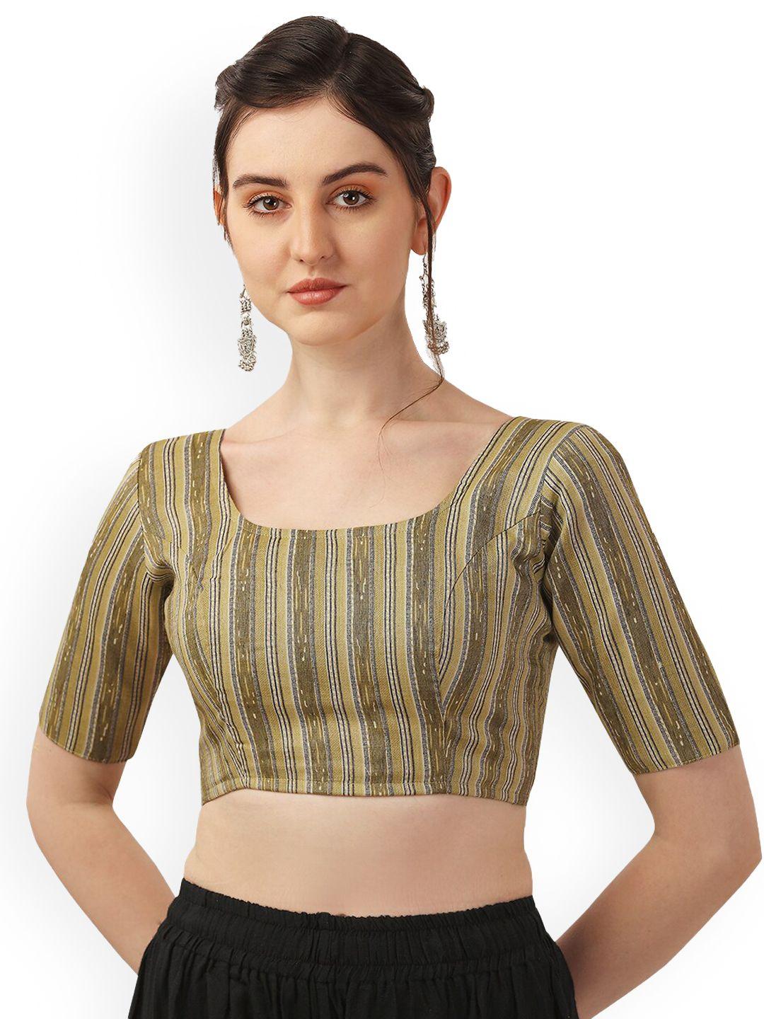 oomph! striped square neck cotton saree blouse