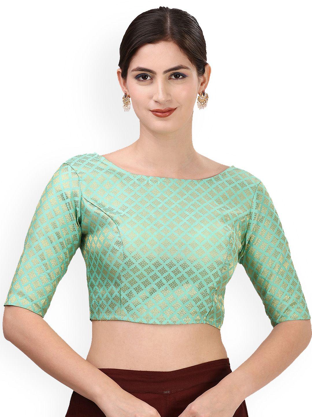 oomph! woven design boat neck saree blouse
