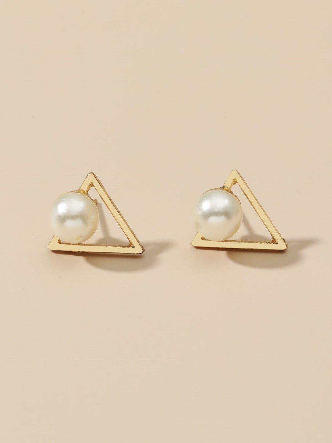 oomph artificial beads-beaded geometric studs earrings