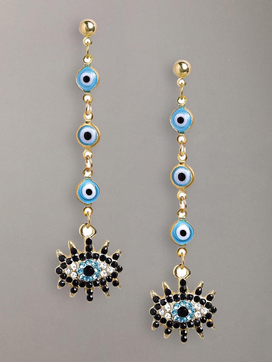 oomph evil eye good luck charm contemporary crystals drop earrings