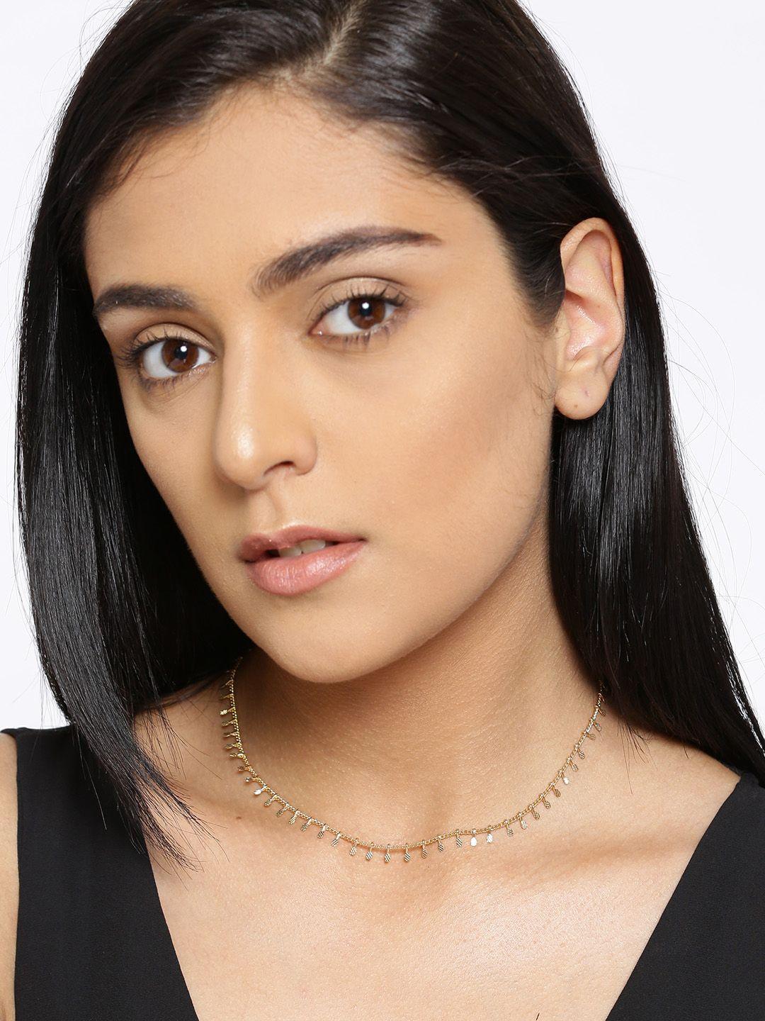 oomph gold toned handcrafted minimal choker necklace