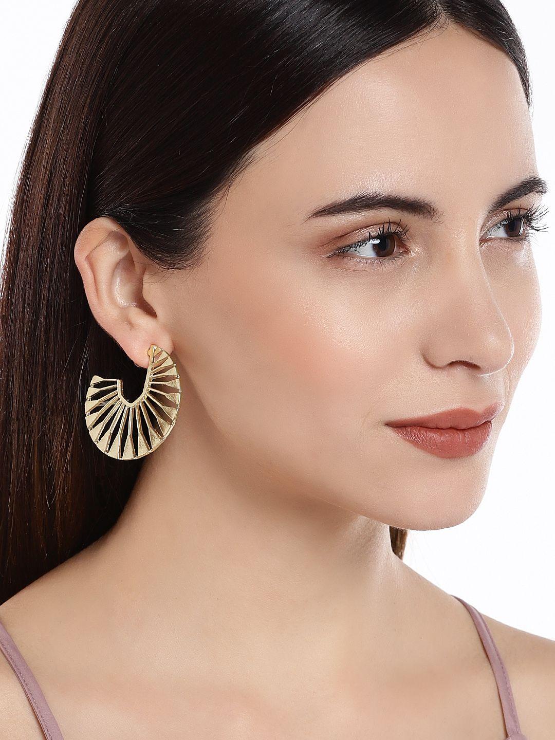 oomph gold-toned crescent shaped half hoop earrings