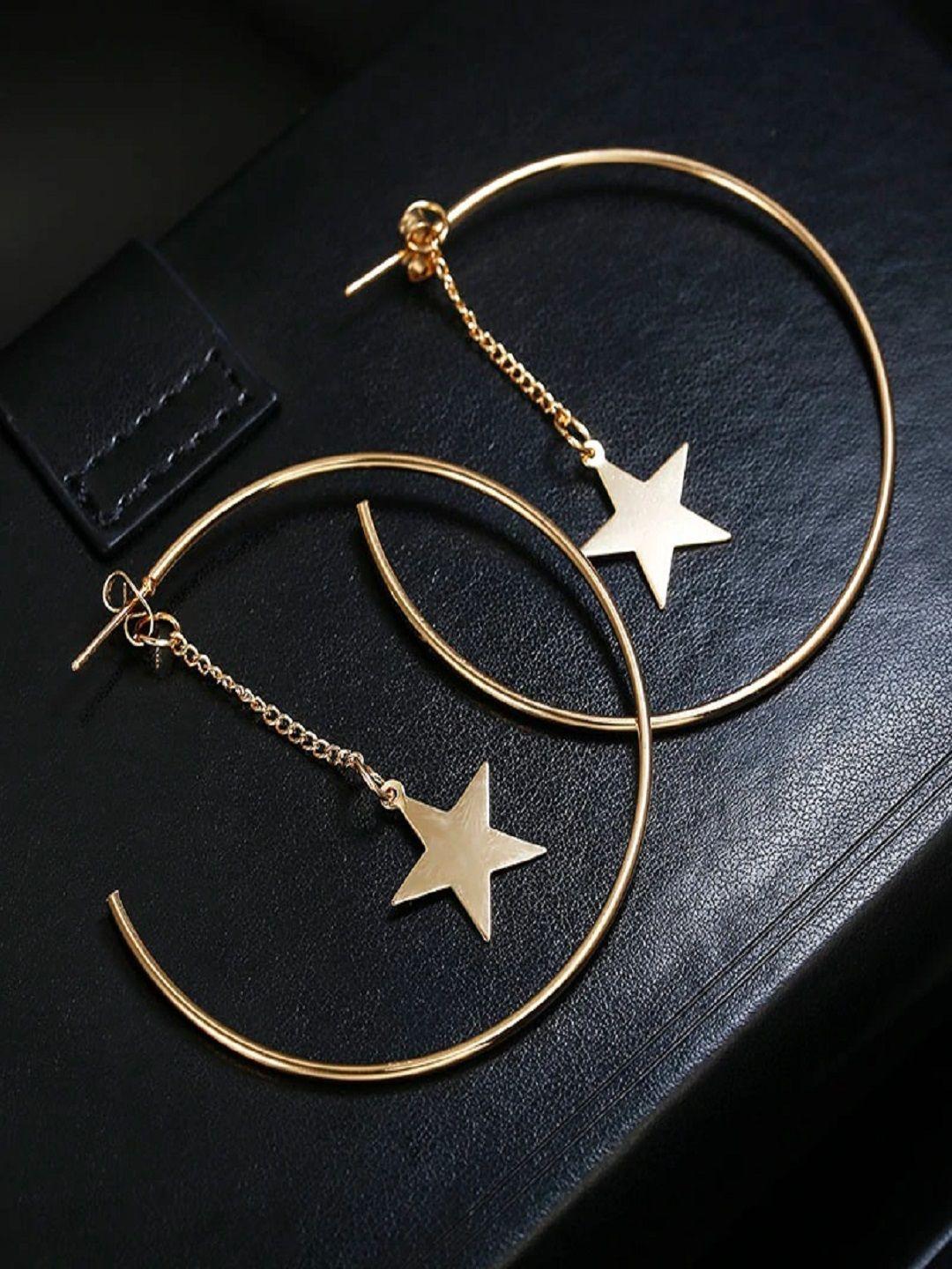 oomph gold-toned star shaped hoop earrings