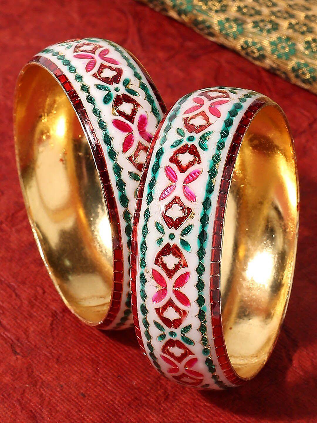 oomph set of 2 meenakari designed floral bangles