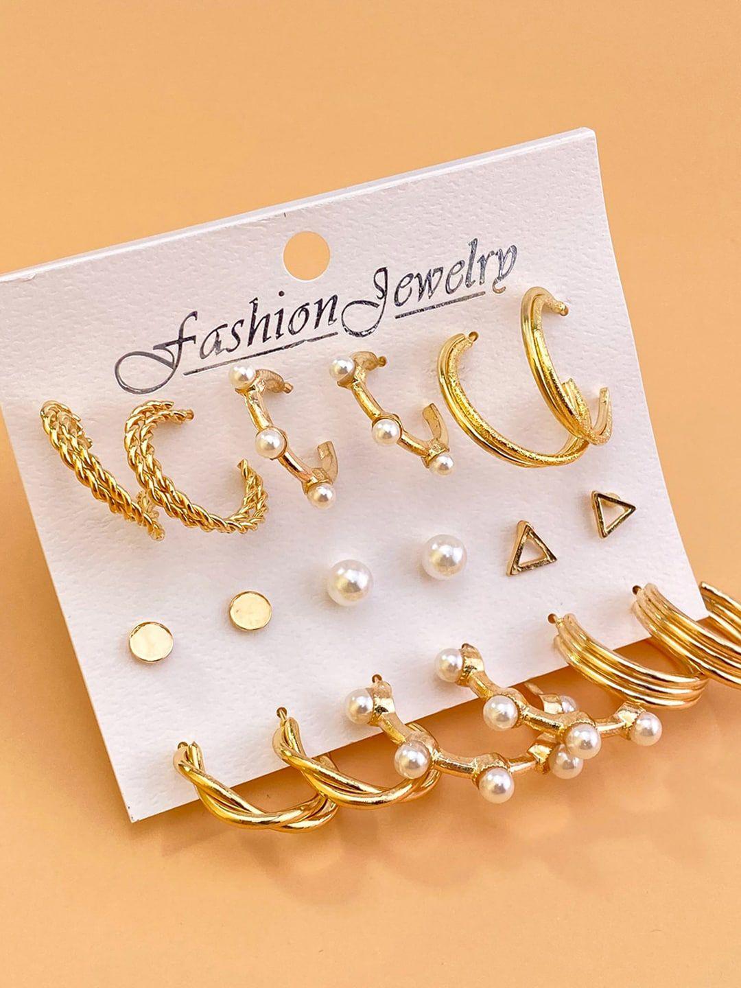 oomph set of 9 contemporary studs earrings