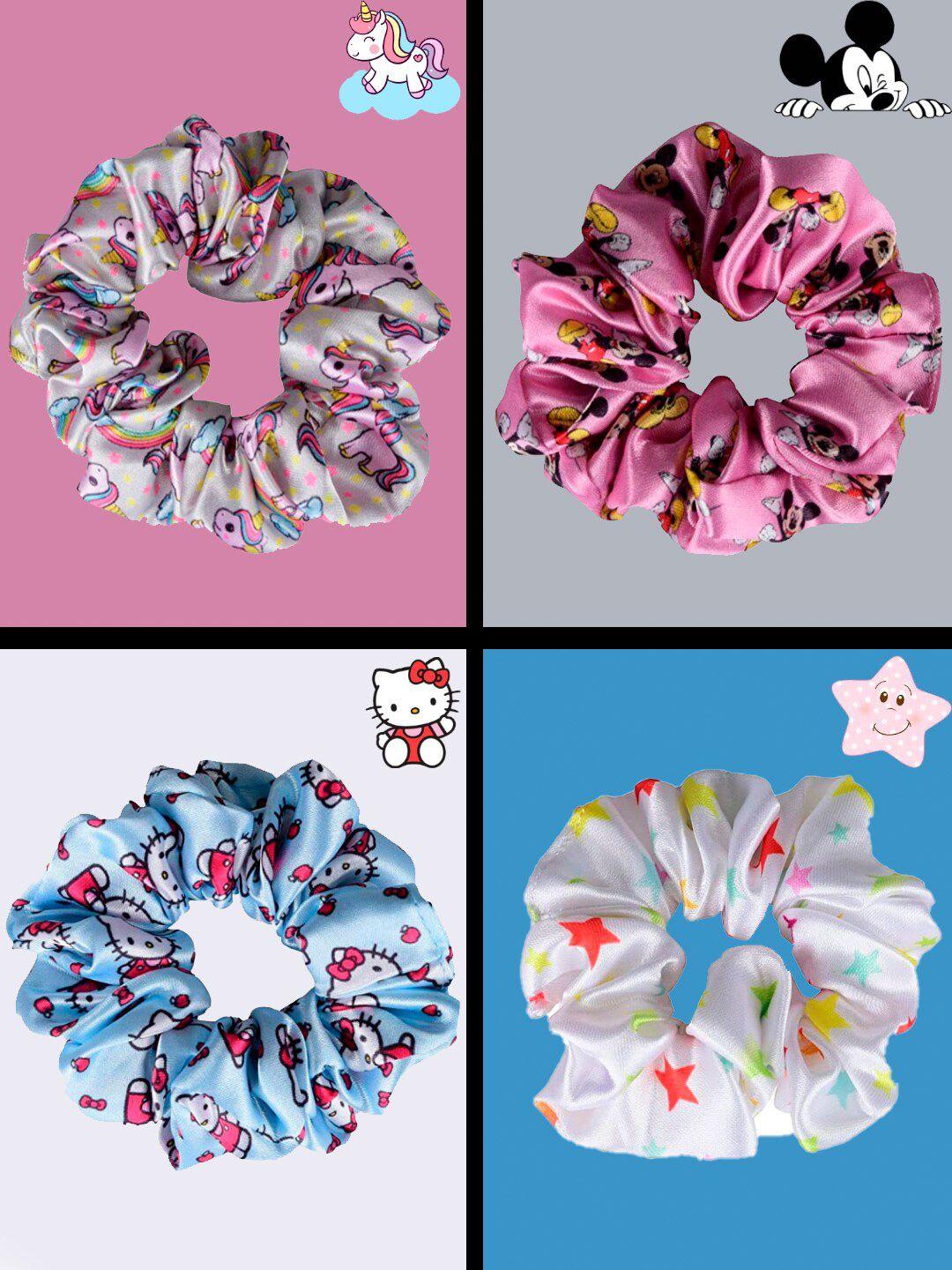 oomph girls pink & blue set of 4 embellished ponytail holders