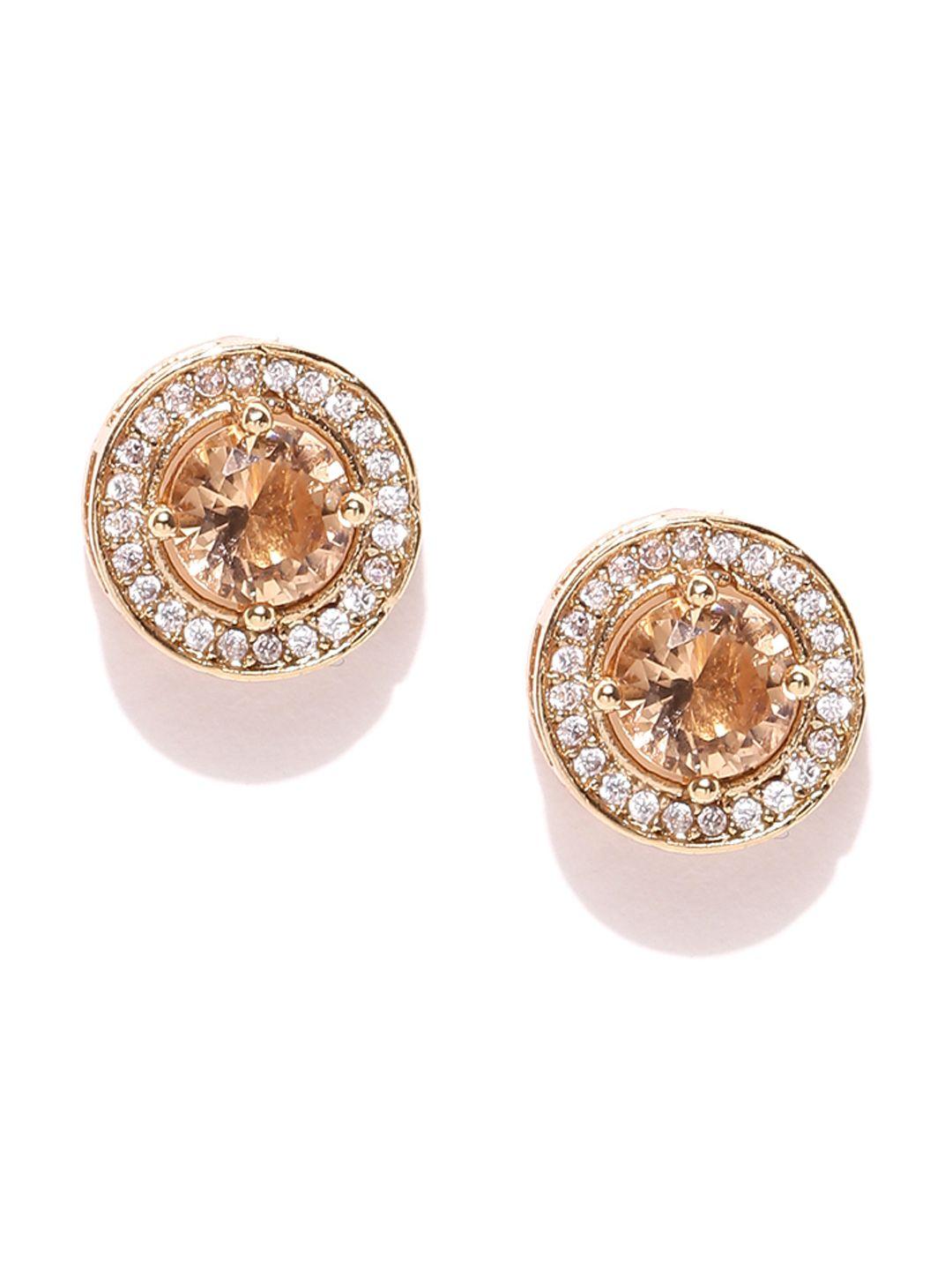 oomph gold-plated circular cz stone handcrafted studs