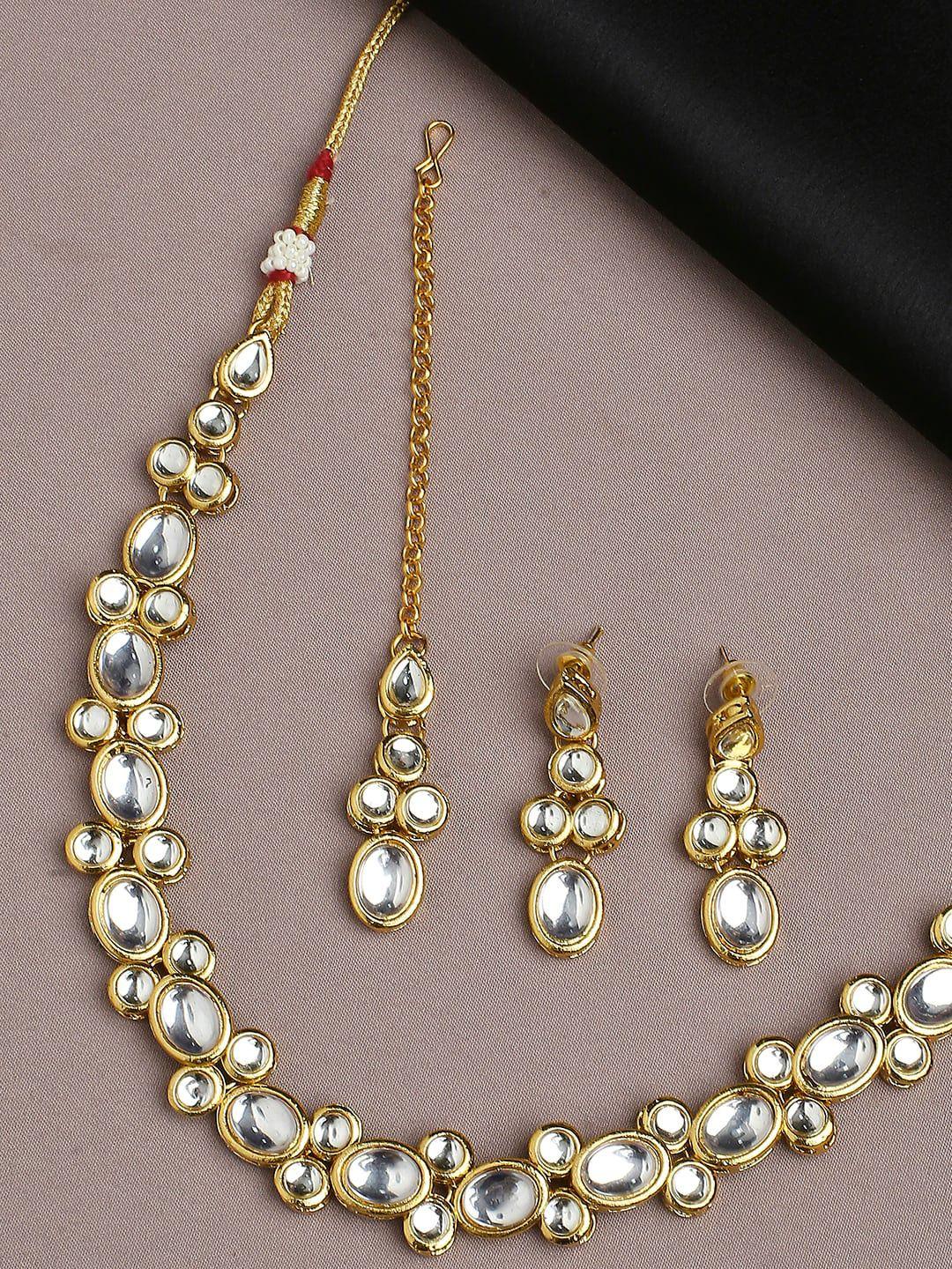 oomph gold-plated kundan-studded choker jewellery set