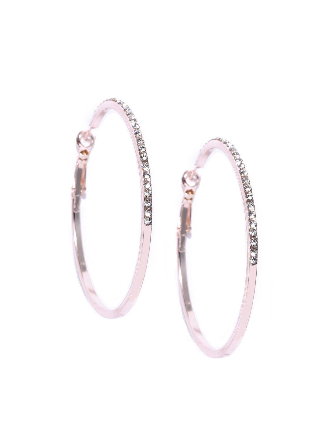 oomph gold-toned & white circular hoop earrings