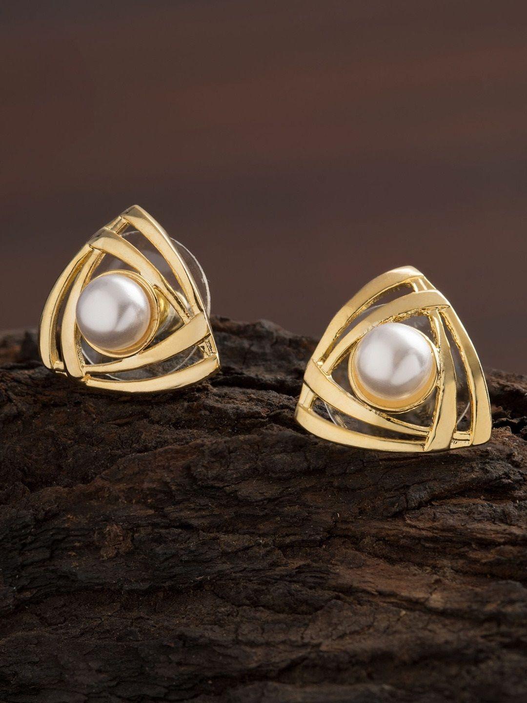 oomph gold-toned & white contemporary studs