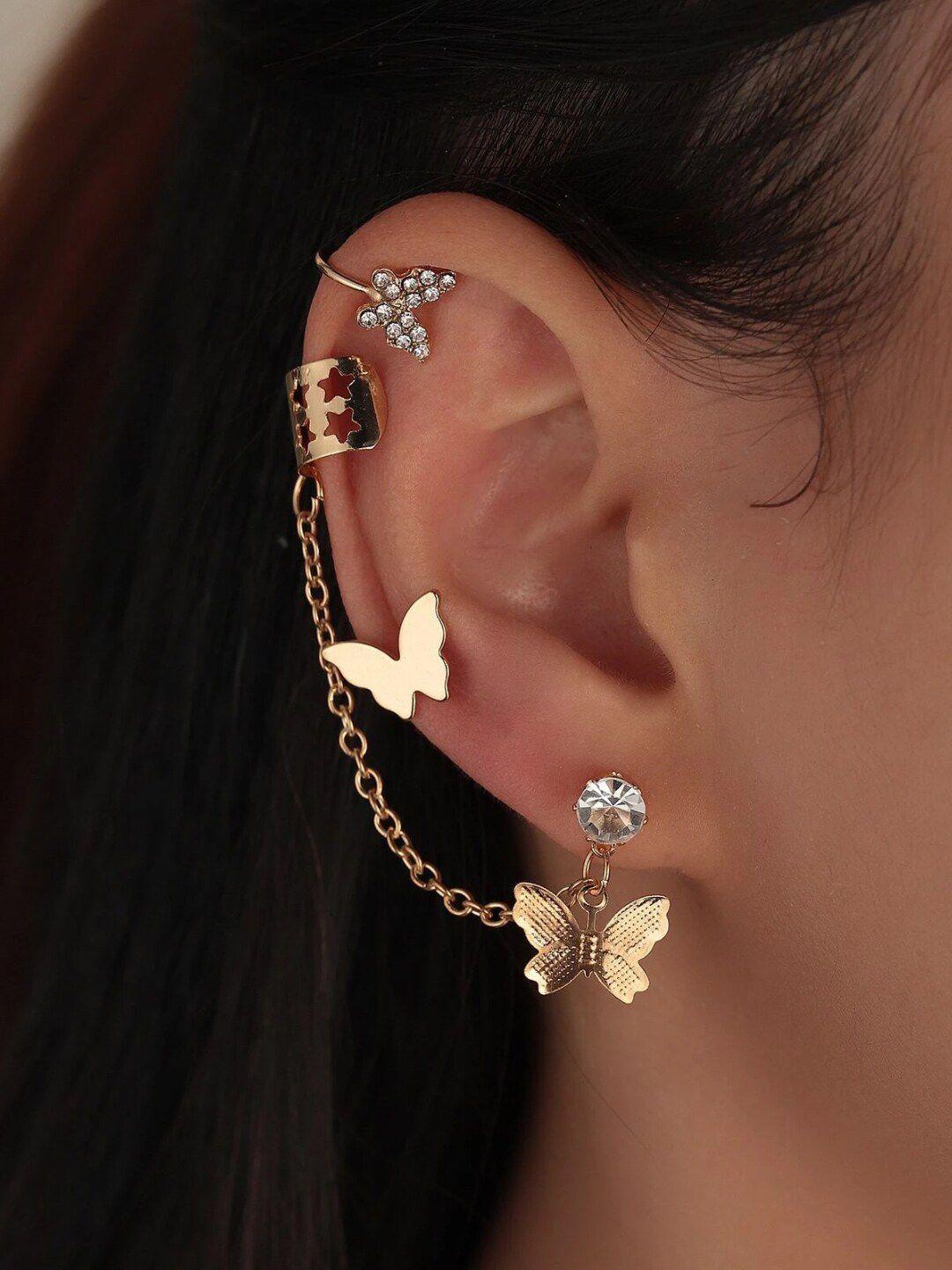 oomph gold-toned classic ear cuff earrings