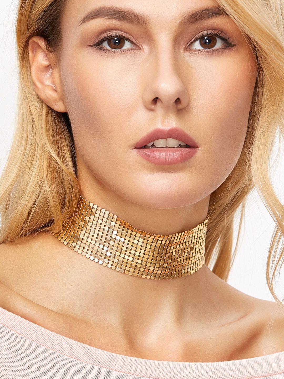 oomph gold-toned embellished choker necklace