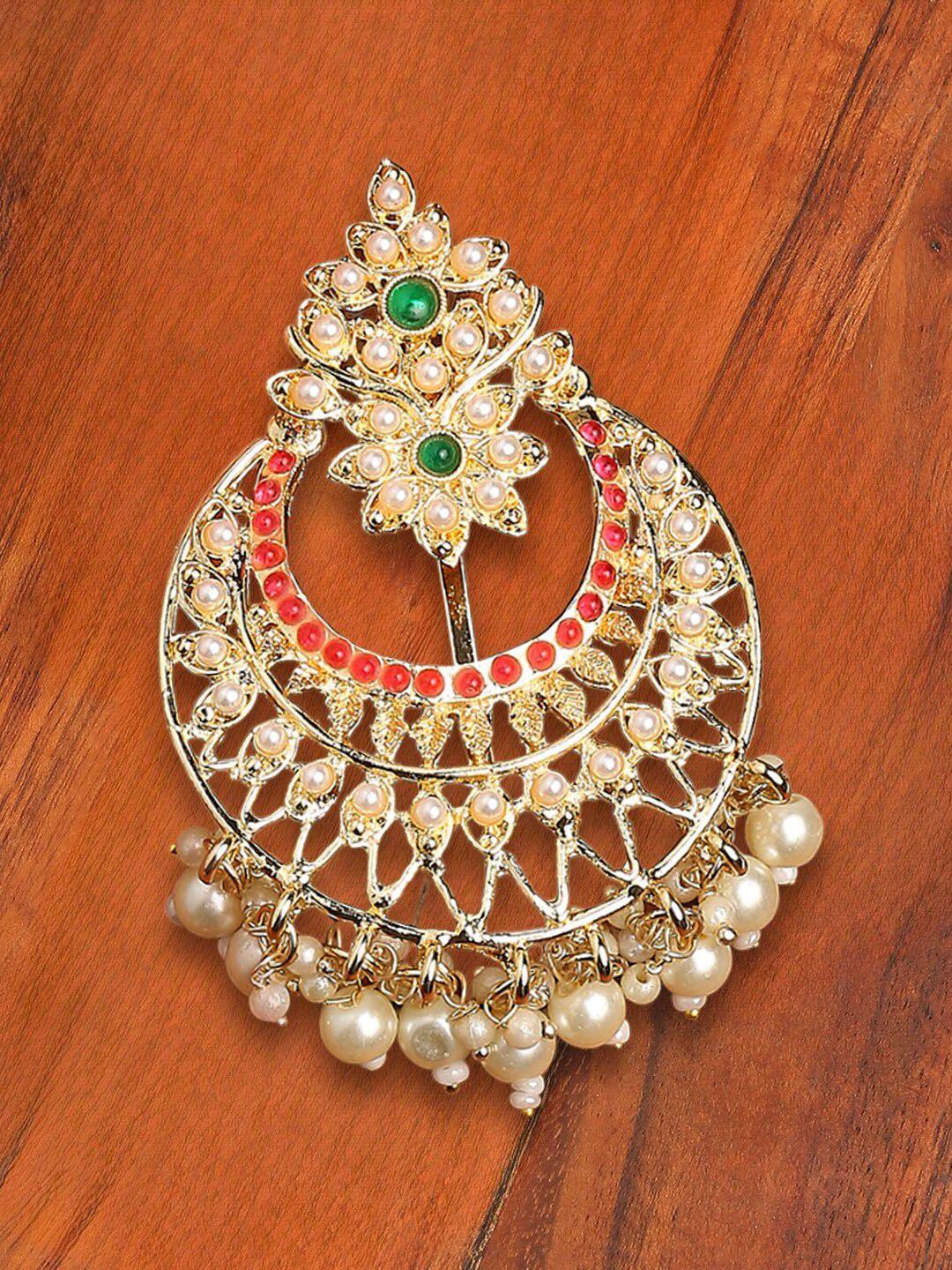 oomph kundan-studded & artificial beaded bun pin