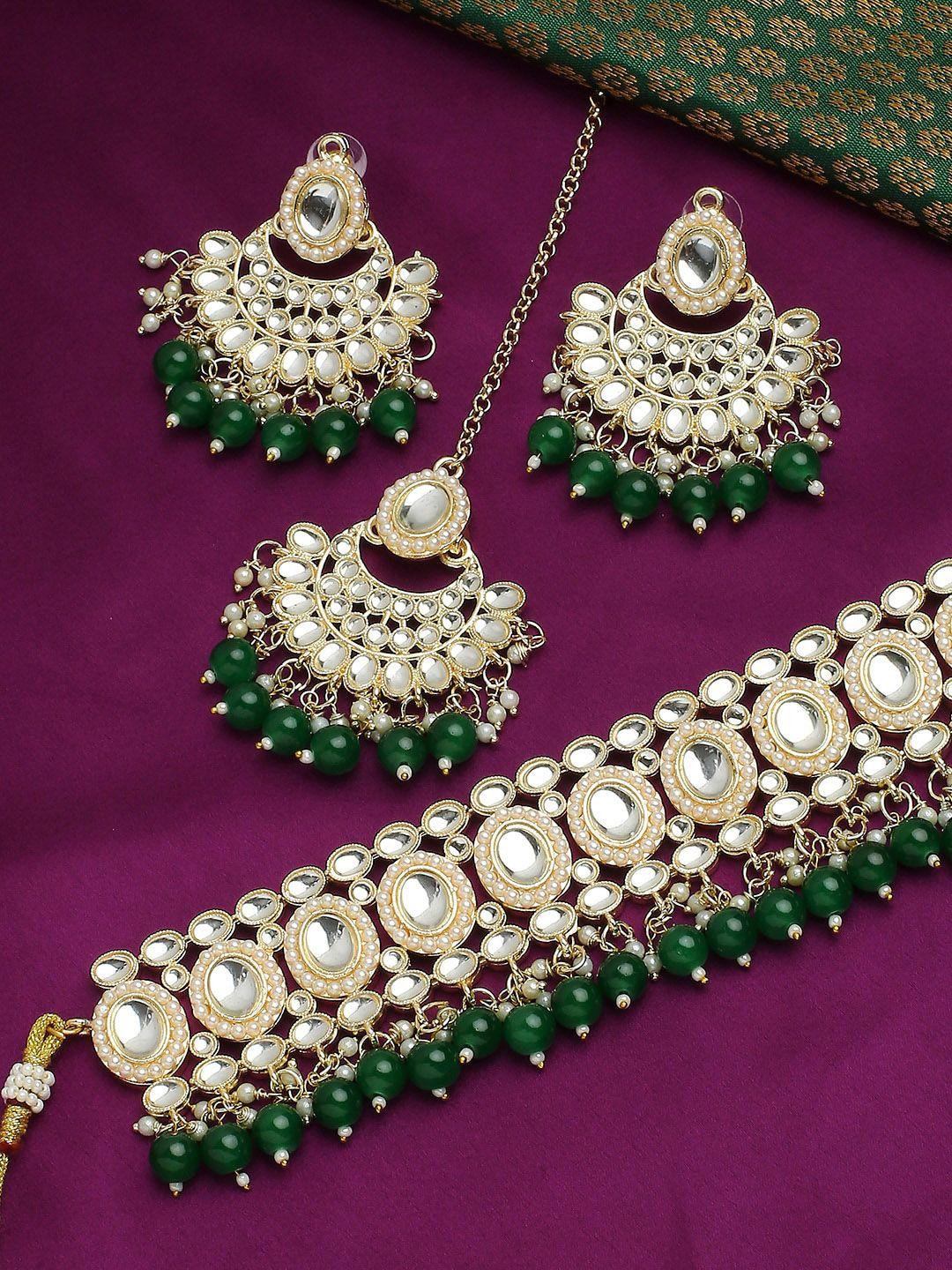 oomph kundan studded & beaded jewellery set