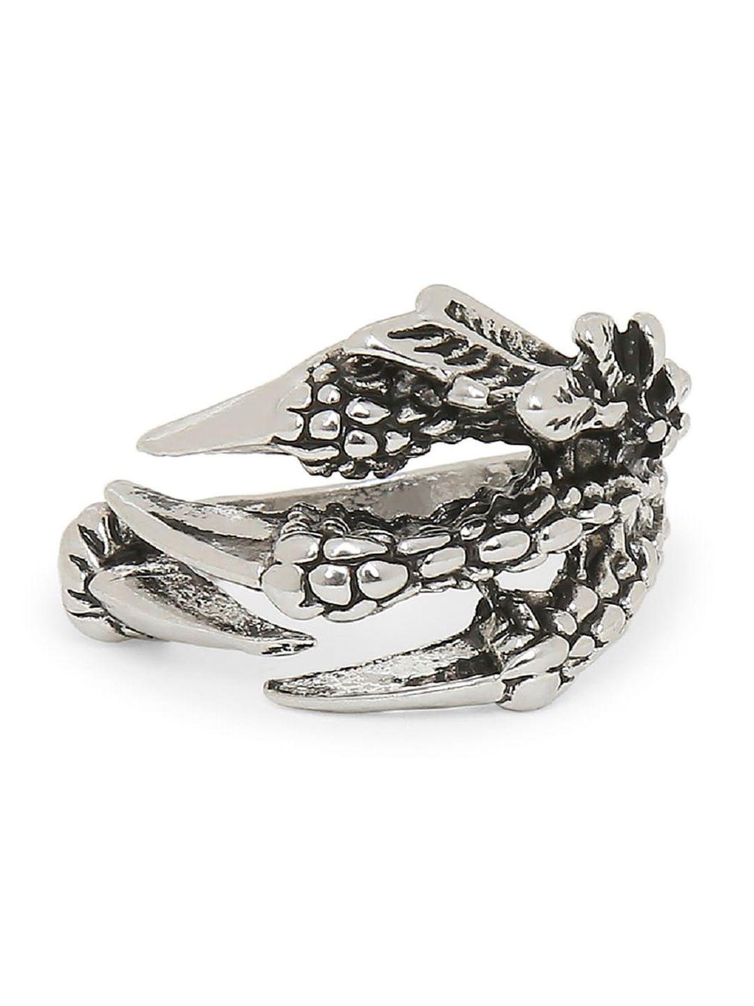 oomph men handcrafted silver-toned stainless steel vintage gothic dragon claw biker ring