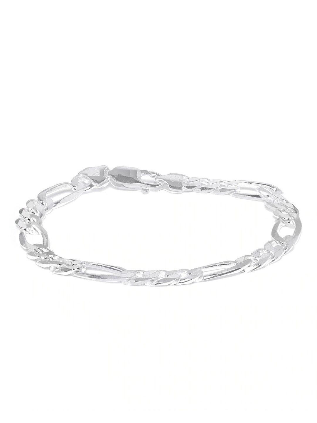 oomph men silver-toned handcrafted thick curb chain bracelet