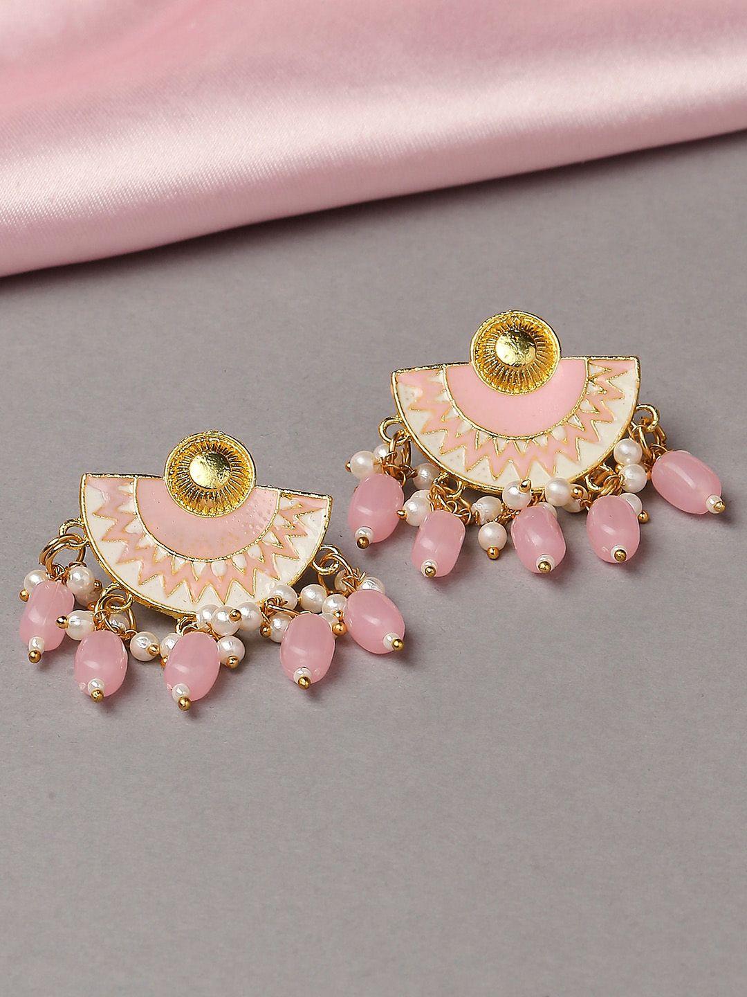 oomph pink contemporary chandbalis earrings