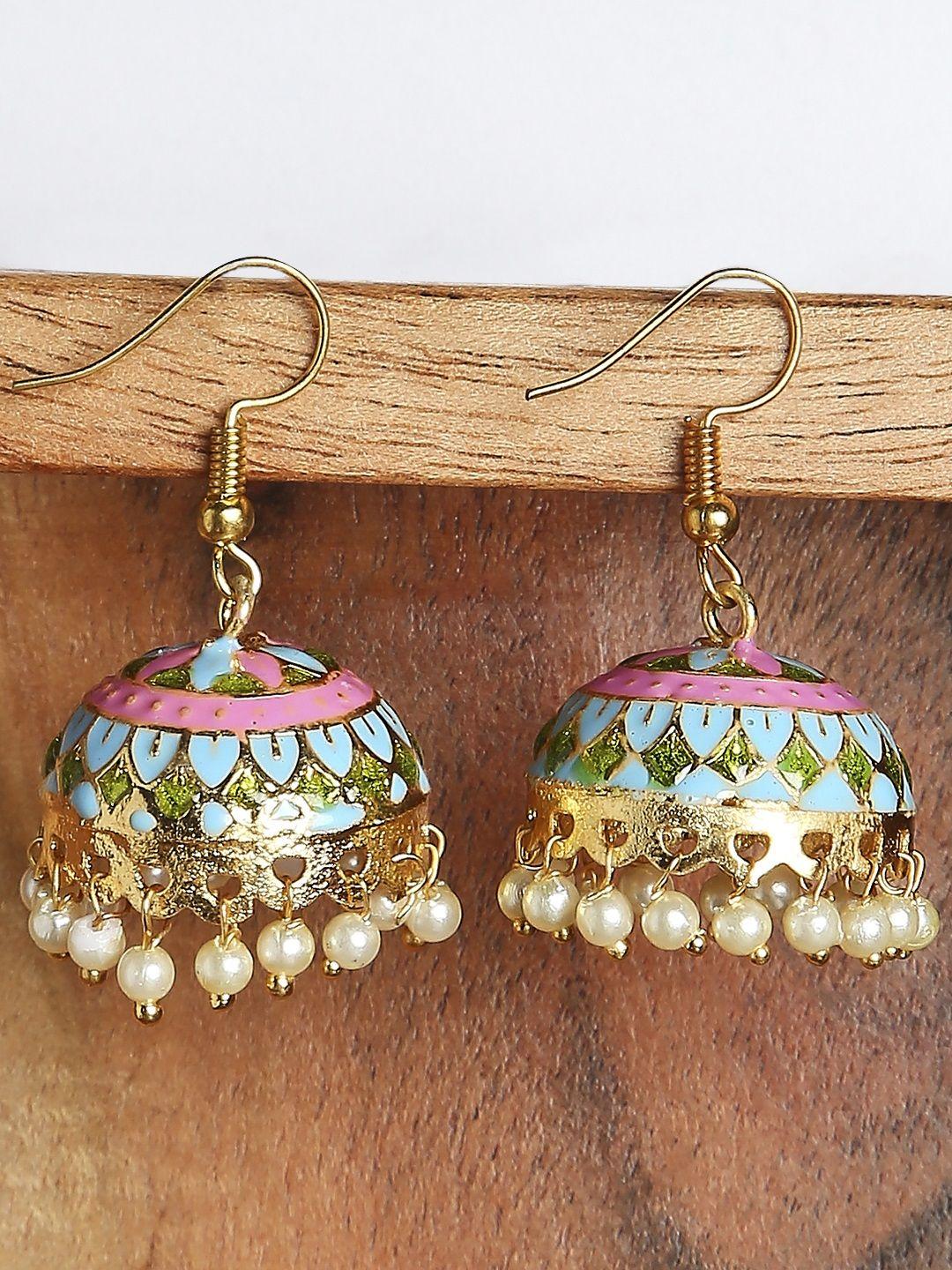 oomph pink dome shaped jhumkas earrings