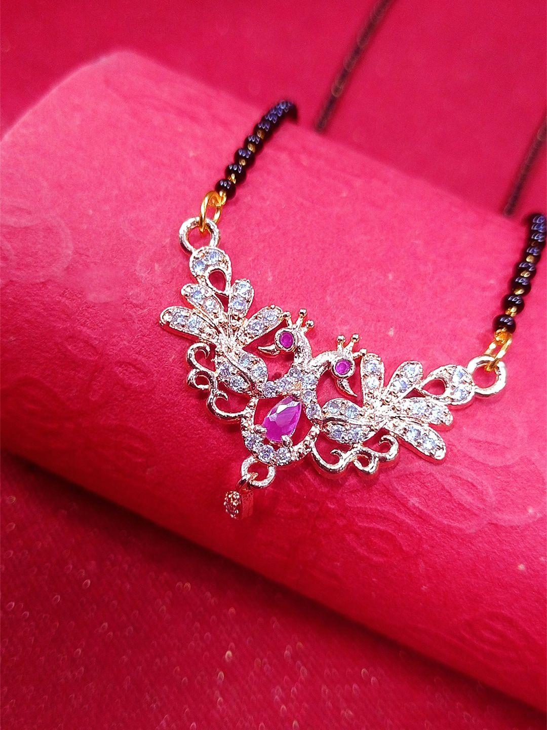 oomph purple & white gold plated ad studded mangalsutra