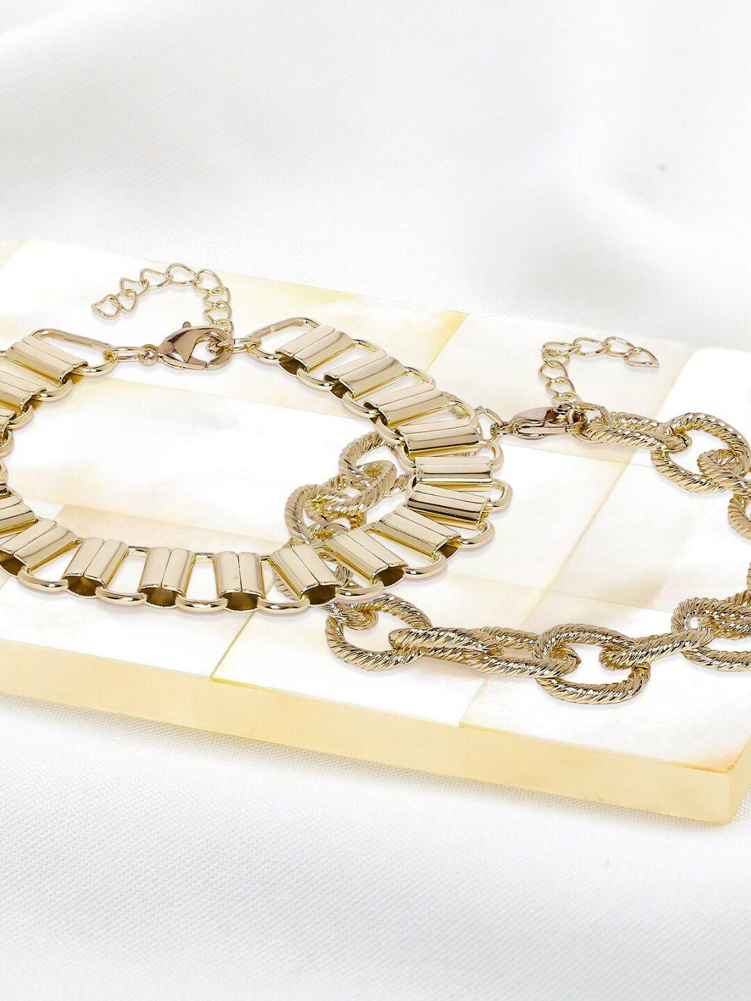 oomph set of 2 gold-plated broad & loop link bracelet