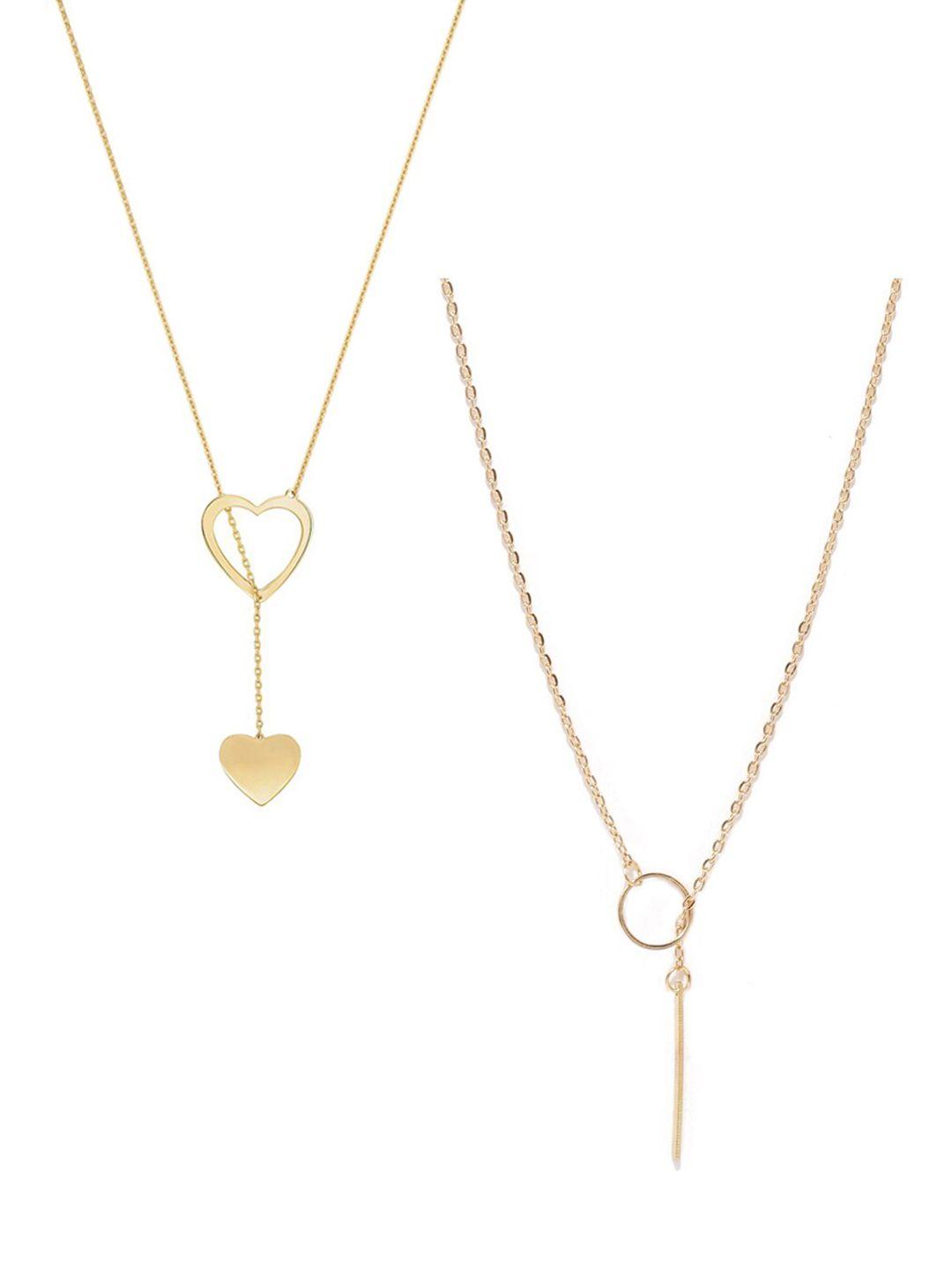 oomph set of 2 gold-toned alloy necklaces