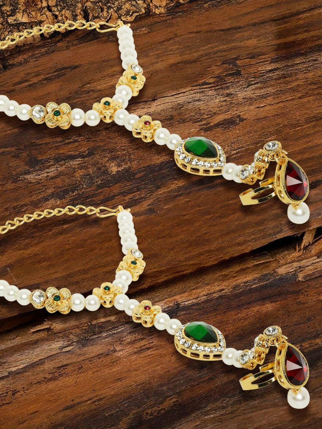 oomph set of 2 kundan ring bracelet