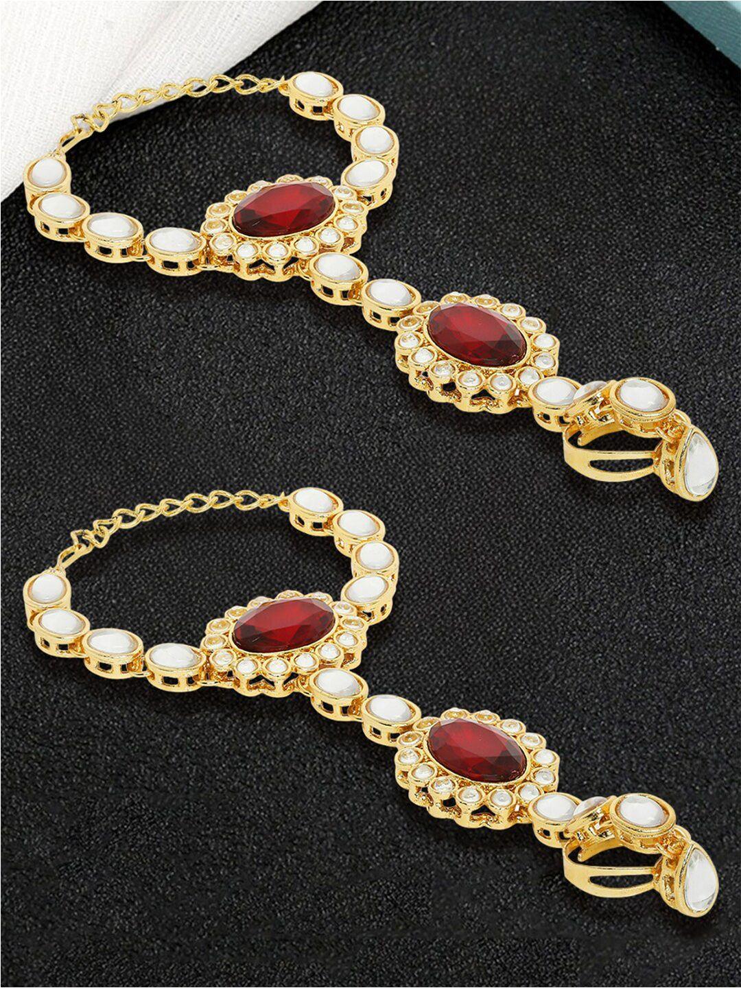 oomph set of 2 kundan ring bracelet