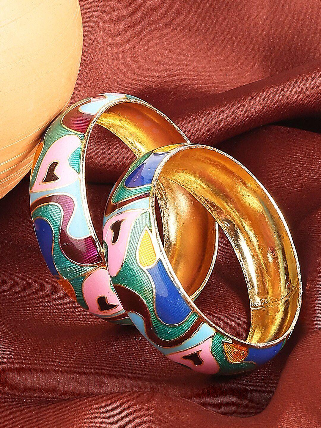 oomph set of 2 meenakari floral floral design bangles