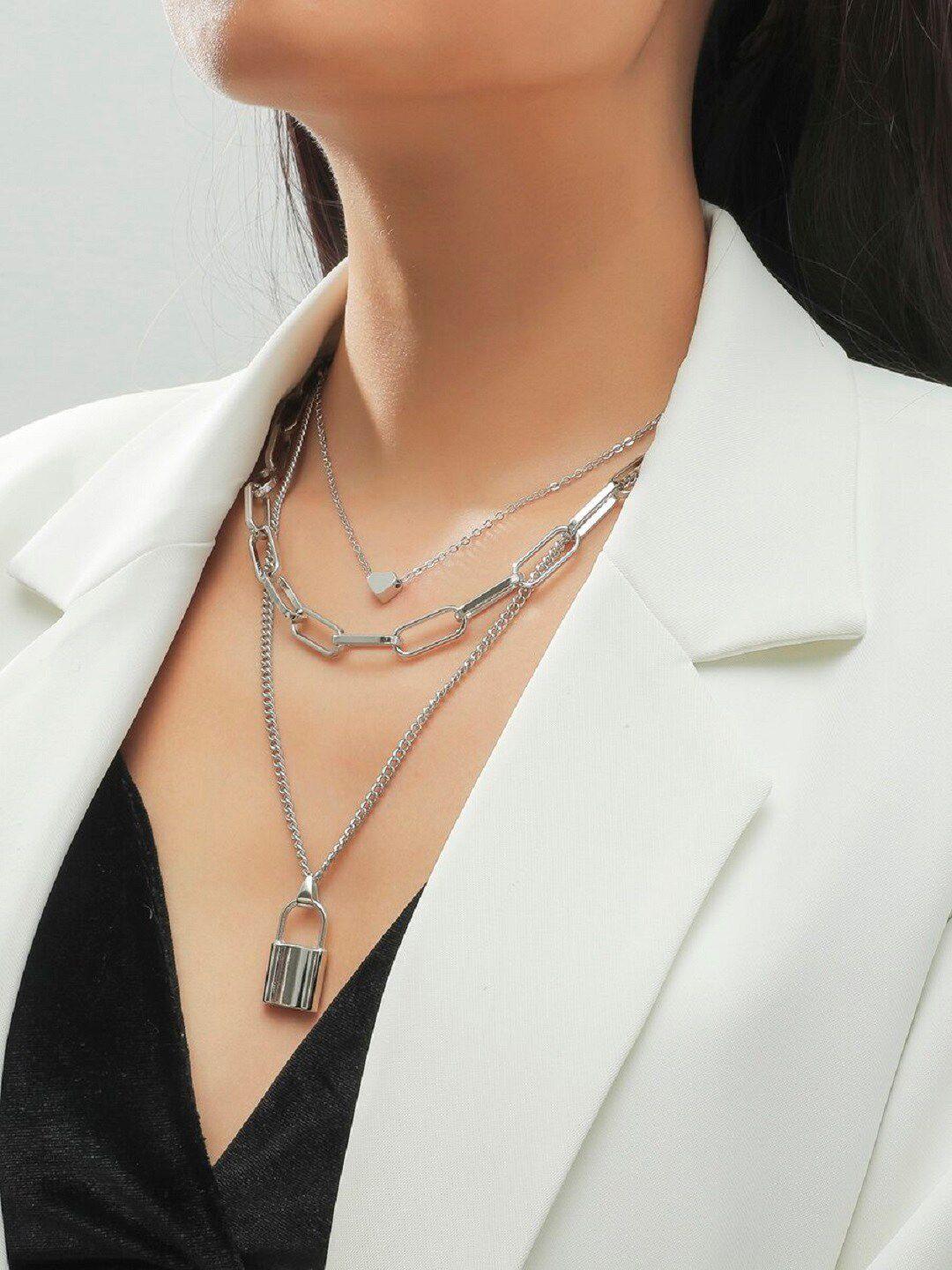 oomph silver layered necklace